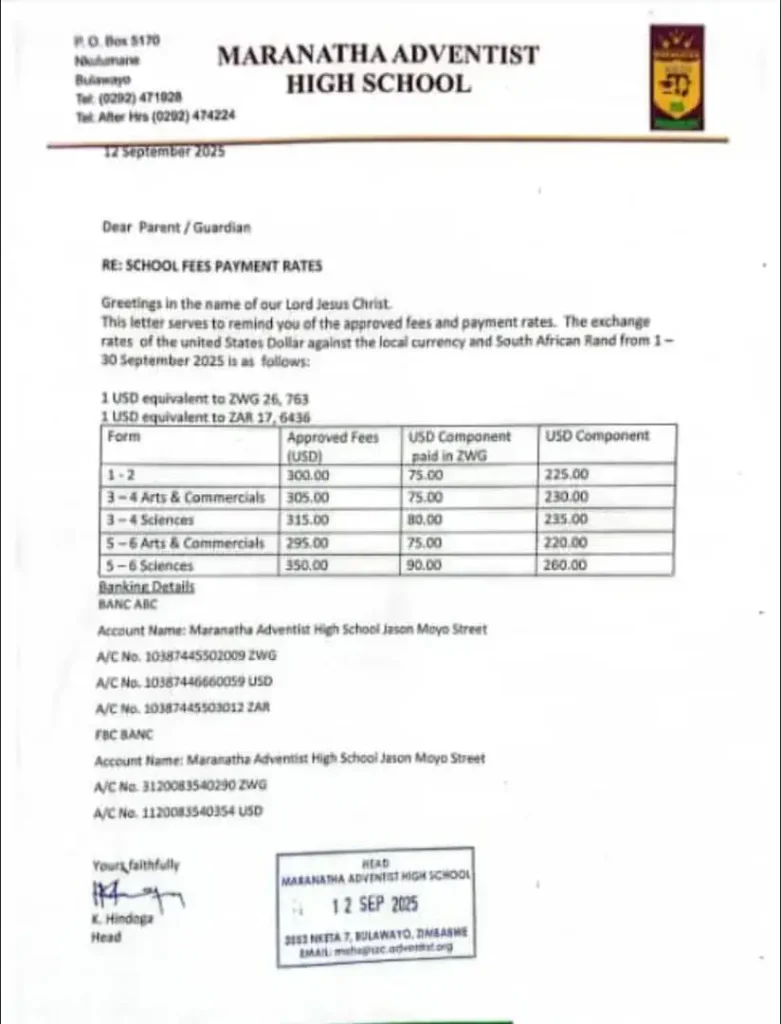 maranatha adventist high school fees