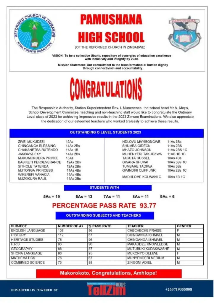pamushana high school pass rate