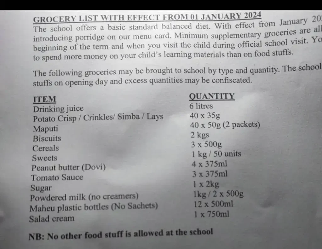 St Faith's High School Tuck list