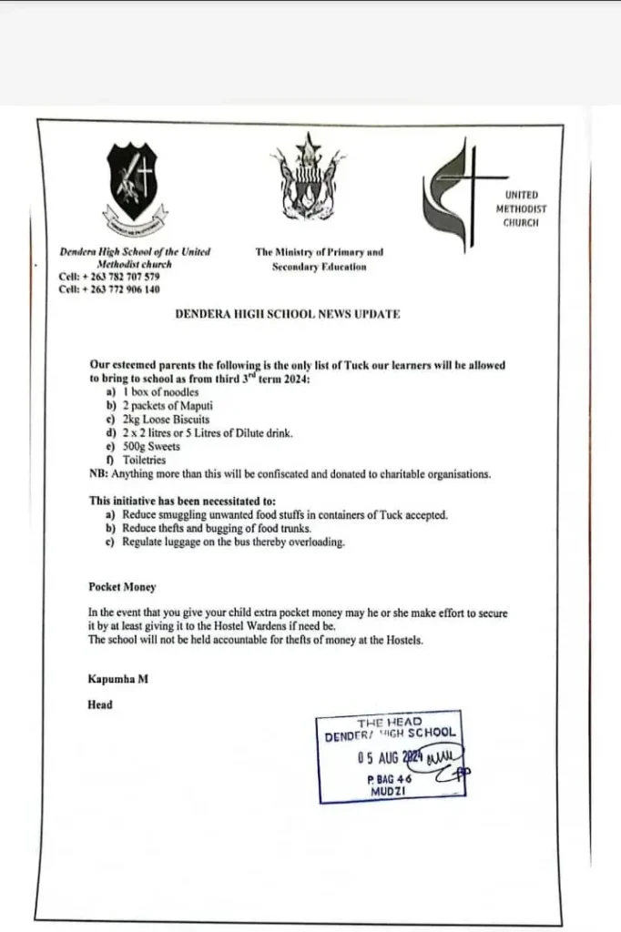 Dendera High School Tuck list