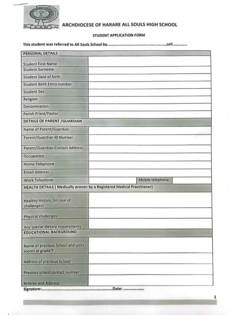 All Souls Application Form