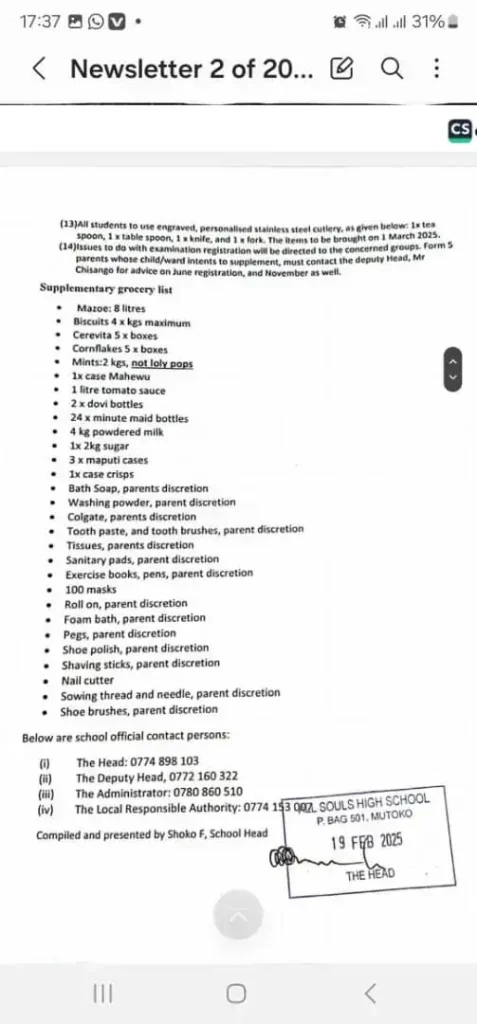 all souls grocery list