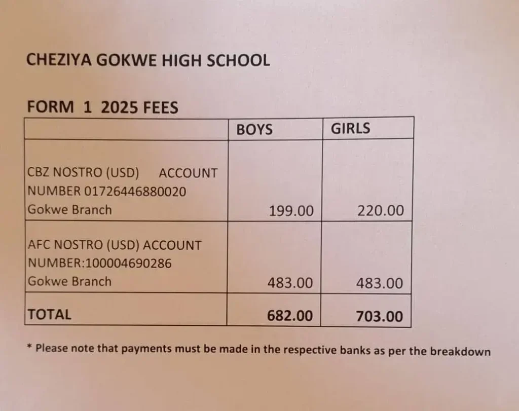Cheziya Gokwe High Shool Fees